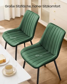 Conjunto de 2 cadeiras de jantar veludo com pernas de aço Preto-verde