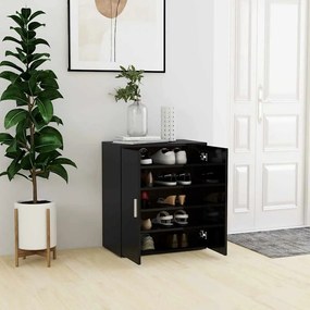 vidaXL Armário para sapatos 60x35x70 cm contraplacado preto brilhante