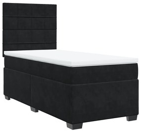 Cama com molas/colchão 100x200 cm veludo preto