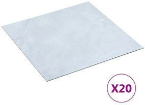 vidaXL Tábuas de soalho autoadesivas 20 pcs 1,86 m² PVC mármore branco