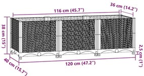 Canteiro elevado 120x40x38 cm polipropileno