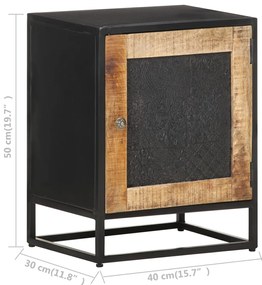 Mesa de cabeceira 40x30x50 cm madeira de mangueira áspera