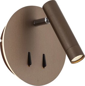 Candeeiro de Parede Moderno Bronze Escuro Com LED e USB-C - Croft