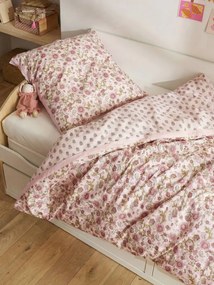 Conjunto capa de edredão e fronha estampado rosa