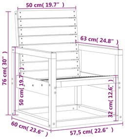 Cadeira de jardim 57,5x63x76 cm pinho maciço branco