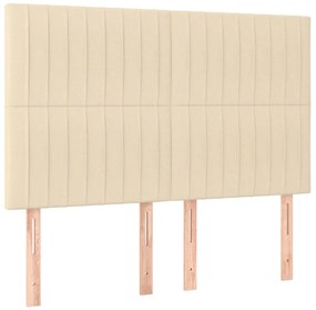 Cama box spring c/ colchão e LED 140x200 cm tecido cor creme