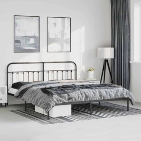 Estrutura de cama com cabeceira 183x213 cm metal preto