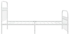 Estrutura de cama com cabeceira e pés 100x190 cm metal branco