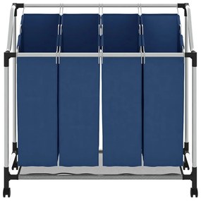 Separador de roupa suja com 4 sacos aço azul