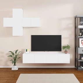 vidaXL 7 pcs conjunto de móveis de TV derivados de madeira branco