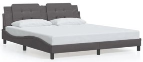 Estrutura de cama c/ luzes LED 180x200cm couro artificial cinza