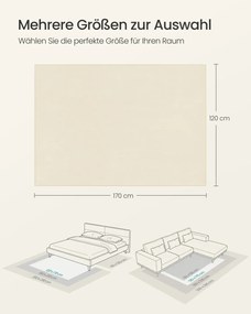 Tapete para sala de estar antiderrapante 120 x 170 cm bege cappuccino