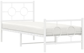 Estrutura de cama com cabeceira e pés 80x200 cm metal branco
