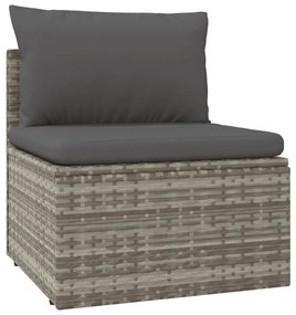 5 pcs conjunto lounge de jardim c/ almofadões vime PE cinzento