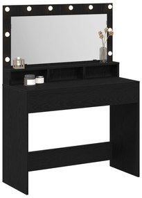 Mesa de Maquiagem vidaXL com Luzes LED Preta Carvalho 100x41x135 cm