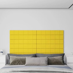 Painel de parede 12 pcs 90x15 cm tecido 1,62 m² amarelo