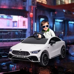 Carro Elétrico para Crianças Carro Mercedes AMG CLA 45 com Bateria 12V  Faróis LED Buzina e Música 110x61x45 cm Branco
