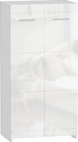 HOMCOM Sapateira Armário para Sapatos Moderno com Prateleiras Ajustáveis para 10 Pares de Sapatos 55x36x108 cm Branco Brilhante | Aosom Portugal