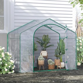 Outsunny Estufa Transparente de Jardim 180x100x168 cm Estufa de Jardim com Porta Enrolável e Estrutura de Aço Transparente