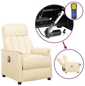vidaXL Poltrona de massagens elevatória couro artificial cor creme