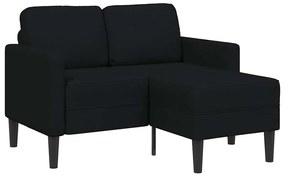 vidaXL Sofá 2 lugares com Chaise em L 125 cm tecido preto