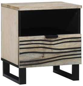 vidaXL Mesas de cabeceira com gaveta Branco e preto 40 x 33 x 46 cm