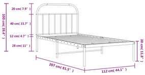 Estrutura de cama em metal com cabeceira 107x203 cm branco