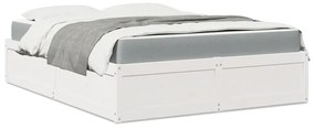 Cama com colchão 140x200 cm madeira de pinho maciça branco