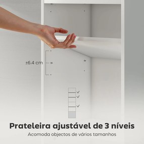 Estante de 6 Níveis Estante para Livros com Prateleiras Ajustáveis e Armário Estante Moderna 40x30x156 cm Branco