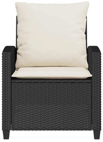 4 pcs conjunto de sofás para jardim c/ almofadões vime PE preto