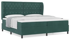 Cama Box com Colchão Verde Escuro 200 x 200 cm em Veludo
