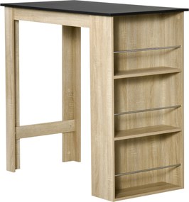 Mesa de Bar de Cozinha, 112 x 57 x 106 cm (BANCOS NÃO INCLUIDOS), 3 Prateleiras, Cor Carvalho Claro