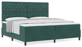 Cama Box com Colchão vidaXL Verde Escuro 200x200 cm Veludo