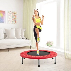 Mini trampolim dobrável, com capacidade para 150 kg para crianças e adultos 97 x 97 x 21,5 cm vermelho