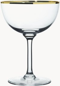 Taças de champanhe em cristal artesanal Gold Rim, conjunto de 6