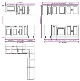 11 peças armário de cozinha conjunto Kalmar cinza sonoma