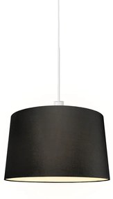Candeeiro de suspensão moderno branco com abajur 45 cm preto - Combi 1 Design,Moderno