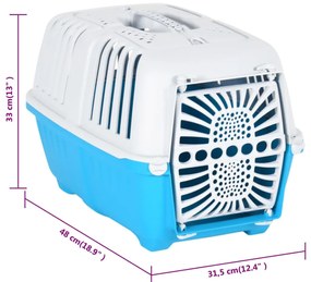 Transportadora 48x31,5x33 cm polipropileno branco e azul