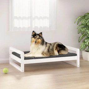 Cama para cães 95,5x65,5x28 cm madeira de pinho maciça branco