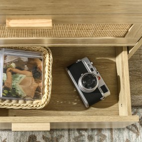 HOMCOM Cómoda com 4 Gavetas de Vime Cómoda de Madeira para Dormitório Sala de Estar Estilo Boêmio 60x38x88,5 cm Madeira