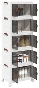 vidaXL Caixa arrumação empilhável rodas 5camadas 28L 48,5x29,5x139cm