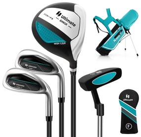 Conjunto completo de tacos de golfe júnior para destros com capa de chuva para crianças - verde