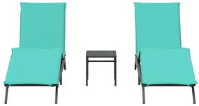 Espreguiçadeiras com mesa 2 pcs vime PE preto