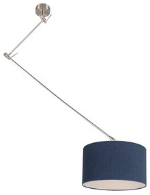 Candeeiro de suspensão em aço com abajur 35 cm azul ajustável - Blitz Moderno