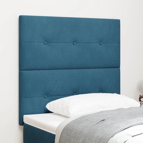 Cabeceira vidaXL Botão Estofada Azul Escuro 90 cm Veludo