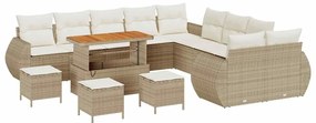 Conjunto de Sofá de Jardim com 14 Peças e Almofadas Bege em Rattan Pol