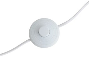 Candeeiro de pé escandinavo madeira com abajur de tecido branco - Lou