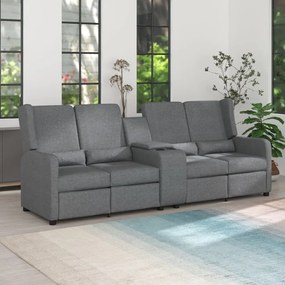 vidaXL Sofá reclinável 4 lugares c/ suporte copos tecido cinza-claro
