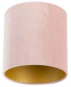 Abajur de veludo rosa 20/20/20 com interior dourado