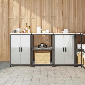 vidaXL Conjunto de Armazenamento de Cozinha com prateleira 3 pcs Prata